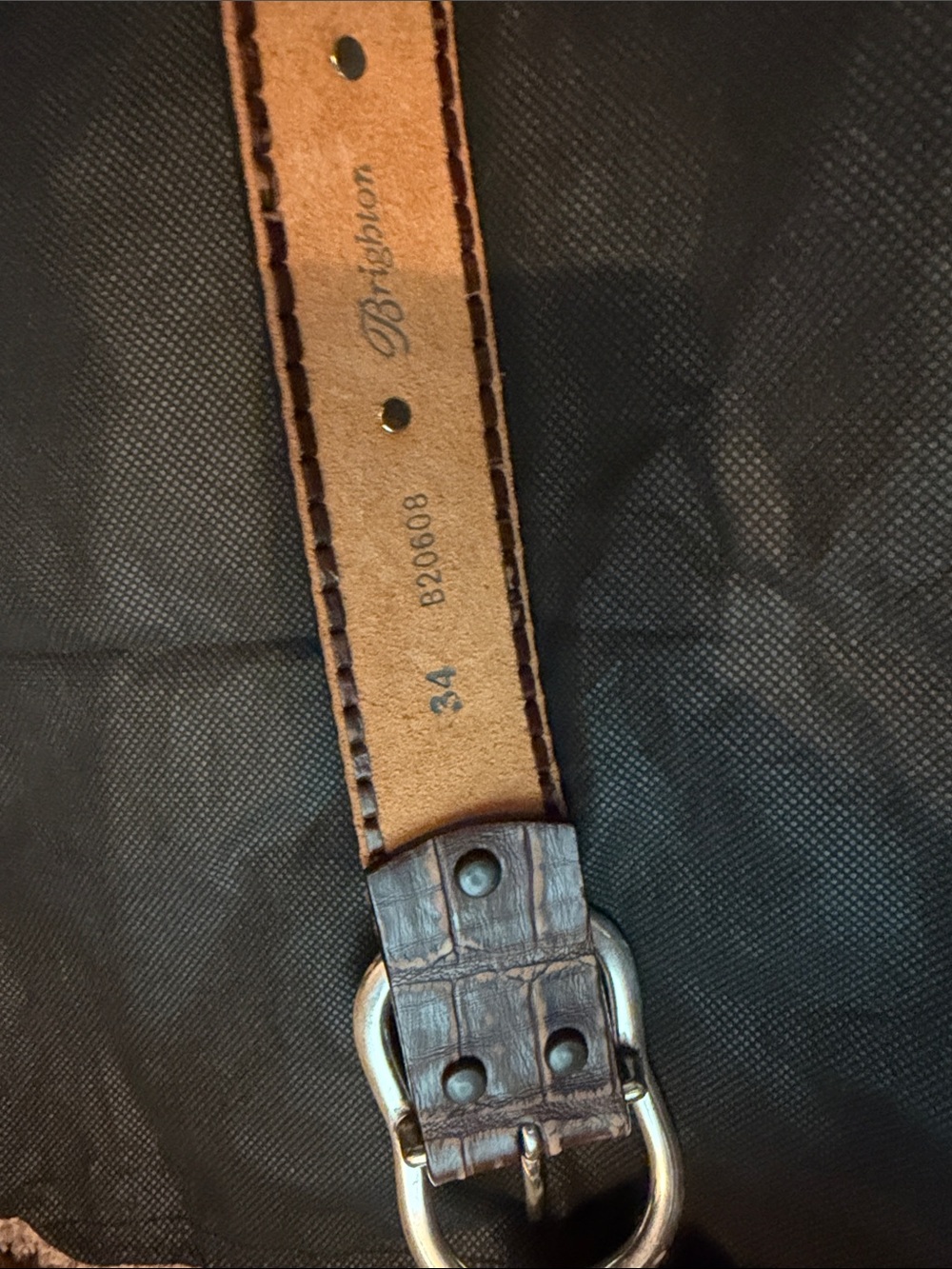 Brighton Brown Croc-Embossed Leather Men's Belt with Silver Buckle